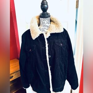 Black corduroy Guide Series Jacket with faux shearling, size XL